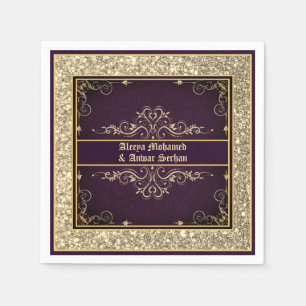 Serviette En Papier Parties scintillant Ornat Exotique Purple Or Perso