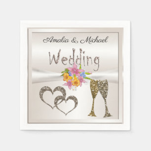 Serviette En Papier Parties scintillant paillettes coupe champagne coe