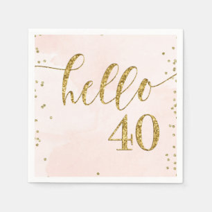 Serviette En Papier Parties scintillant rose et or 40e anniversaire se