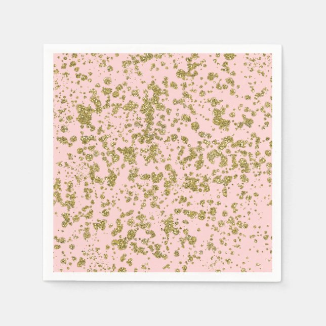 Serviette En Papier Parties scintillant rose et or Glam Girly Splatter (Devant)