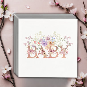 Serviette En Papier Parties scintillant rose floral Baby shower Monogr