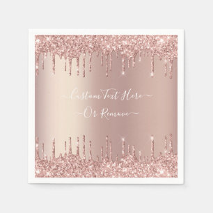Serviette En Papier Parties scintillant rose Gold Blush Éclats Texte p
