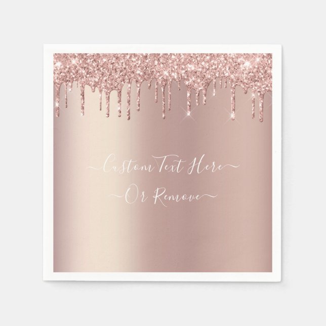 Serviette En Papier Parties scintillant rose Gold Blush - Votre texte (Devant)