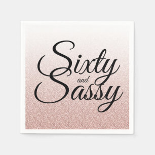 Serviette En Papier Parties scintillant rose Ombre 60 et Sassy 60e ann