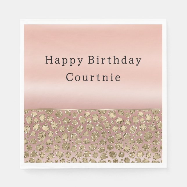 Serviette En Papier Parties scintillant rose or glam Leopard (Devant)