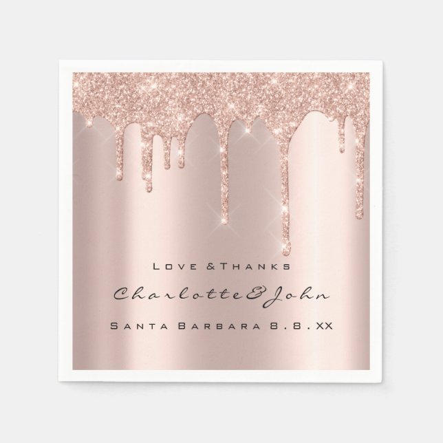 Serviette En Papier Parties scintillant rose Rose Gold Drids Étincelle (Devant)