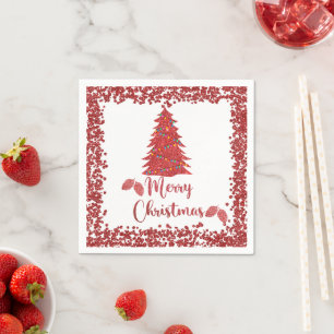 Serviette En Papier Parties scintillant rouge renne - joyeux noël