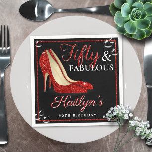 Serviette En Papier Parties scintillant rouge talons hauts Cinquante