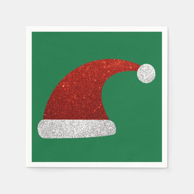 Serviette En Papier Parties scintillant Santa Hat serviettes (Devant)