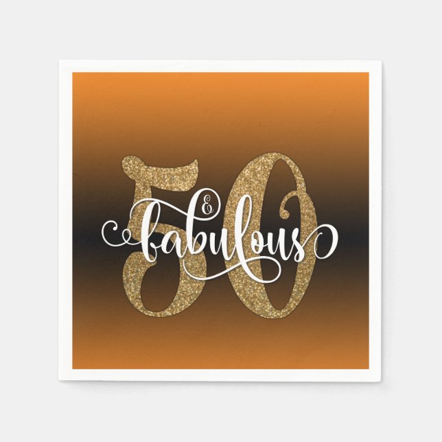 Serviette En Papier Parties scintillant & Script 50 & Fabuleux, Annive (Devant)