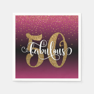 Serviette En Papier Parties scintillant & Script 50 & Fabuleux, Hot Ro