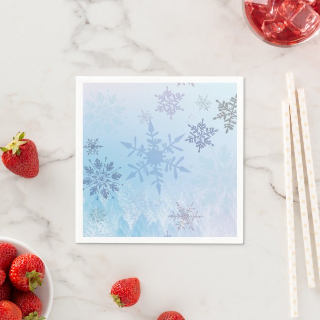 Serviette En Papier Parties scintillant Snowflake Snowflake Mountain H (En situation)