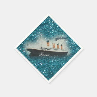 Serviette En Papier Parties scintillant Titanic Sapphire Glam White St