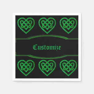 Serviette En Papier Parties scintillant verte Celtic Heart Knot Motif 