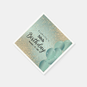 Serviette En Papier Parties scintillant verte et or à la menthe Annive