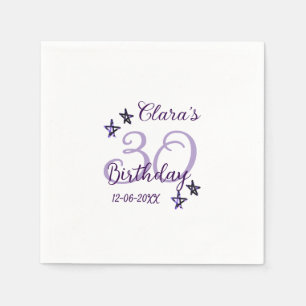 Serviette En Papier Parties scintillant violet étoiles 30e anniversair