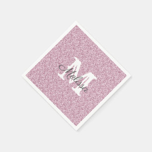 Serviette En Papier Parties scintillant violette et étincelle Monogram