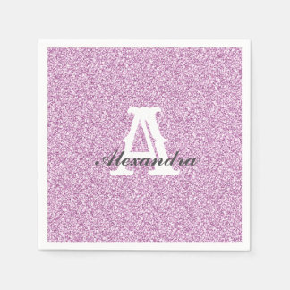 Serviette En Papier Parties scintillant violette et étincelle Monogram