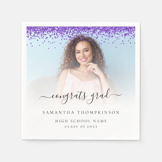 Serviette En Papier Parties scintillant violette Photo 2024 Félicitati (Devant)