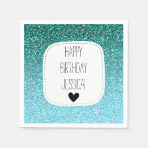 Serviette En Papier Parties scintillantes turquoises de Faux d'Ombre