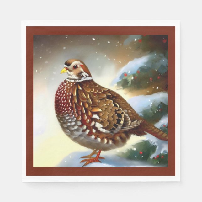 Serviette En Papier Partridge de Noël 1 (Devant)