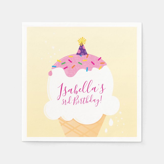 Serviette En Papier PARTY moderne mignon rétro crème glacée arroses co (Devant)