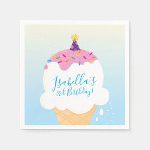Serviette En Papier PARTY moderne mignon rétro crème glacée cône bleu