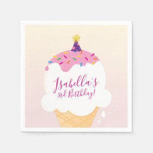 Serviette En Papier PARTY moderne mignon rétro crème glaces cône rose