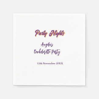 Serviette En Papier Party nights bachelorette party name date purple