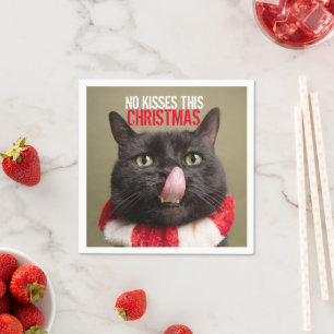Serviette En Papier Pas de baisers cette langue de chat drôle de Noël