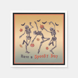 Serviette En Papier Passe Une Éffrayante Journée ! Skeletons d'Hallowe