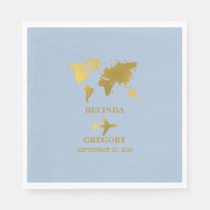 Serviette En Papier Passeport de mariage de destination Monde Bleu pou