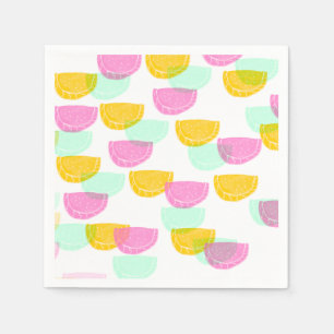 Serviette En Papier Pastel à l'aquarelle Pastèque Rose Vert Jaune Moti