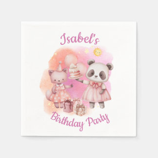 Serviette En Papier Pastel Animal Birthday Party Napkins