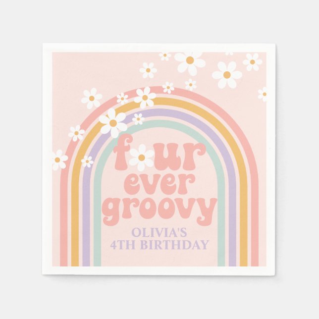 Serviette En Papier Pastel arc-en-ciel Quatre Ever Super 4e anniversai (Devant)