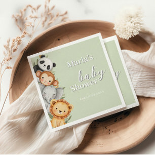 Serviette En Papier Pastel Baby shower tropical Jungle Safari Animaux