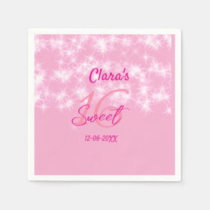 Serviette En Papier Pastel bébé rose doux 16 anniversaire ajouter nom