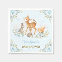 Pastel Blue Woodland Forêt Animaux Floral Douche