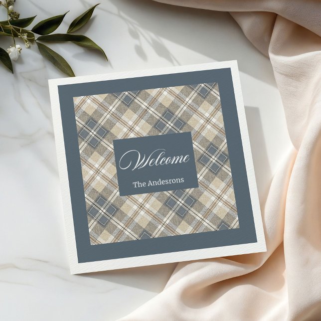 Serviette En Papier Pastel Brown Blue Napkins Classique (Personalized Pastel Brown Blue Napkins Classic)