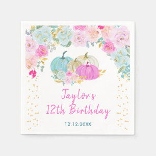 Serviette En Papier Pastel Citrouille Floral fête d'anniversaire