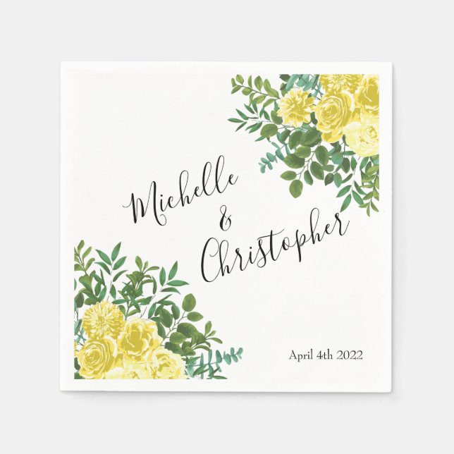 Serviette En Papier Pastel clair Peony et Rose Floral Mariage (Devant)