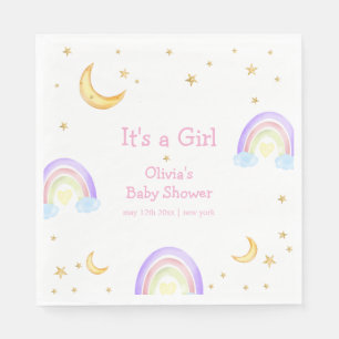 Serviette En Papier Pastel Coloré Rainbow Moon Star Baby shower