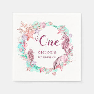 Serviette En Papier Pastel coloré sous la mer Anniversaire