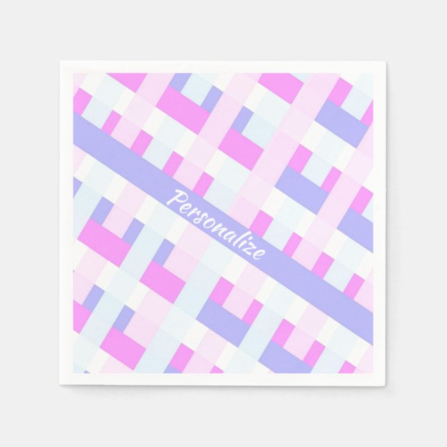 Serviette En Papier Pastel Colours Été Printemps Stripes Personnaliser (Devant)
