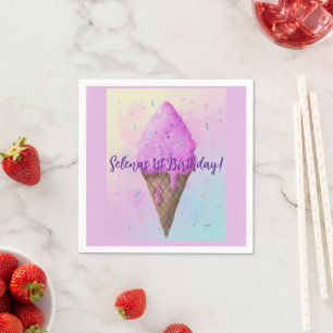 Serviette En Papier Pastel Crème glacée Cone goutte