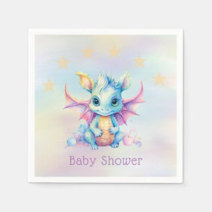 Serviette En Papier Pastel Cute Dragon Girl Baby shower