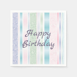 Serviette En Papier Pastel Damask Pour Anniversaire