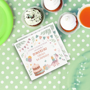 Serviette En Papier Pastel Dino Empreinte Anniversaire Serviettes