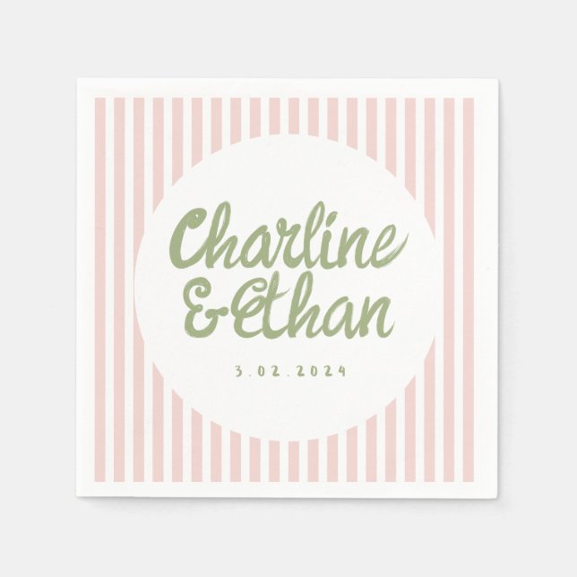 Serviette En Papier Pastel écriture manuscrite Mariage rétro serviette (Devant)