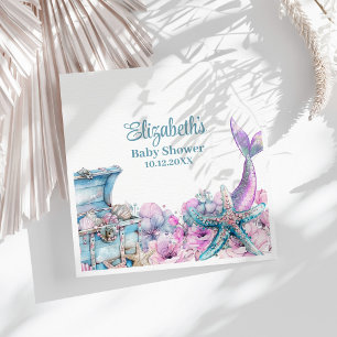 Serviette En Papier Pastel Floral Mermaid Baby shower